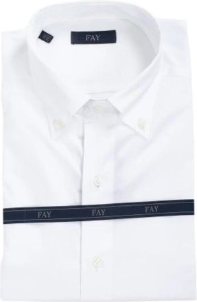 Fay Classic Shirt - Heren - Casual Overhemden - Wit - 3XL - Katoen - Overhemden