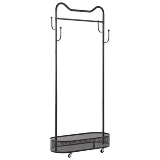 Beliani Perchero Industrial Moderno De Metal Con Estante Para Guardar Zapatos Con Ruedas Negro Roussilion