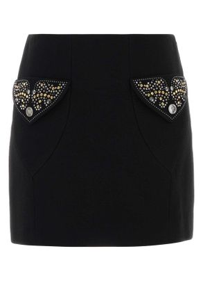 Versace Zwarte Wol Minirok