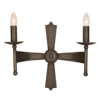 Netlighting Cromwell 2 Light Indoor Candle Wall Light Old Bronze E14 in Brown