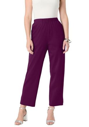 Roaman's Soft Knit Straight Leg Capri Pant in Dark Berry at Nordstrom, Size Medium