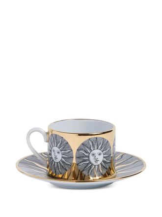 Fornasetti Tazza con piattino Sun - Grigio