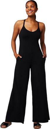 Fabletics Cloud Jersey Wide Leg Jumpsuit in Black at Nordstrom, Size Xx-Large