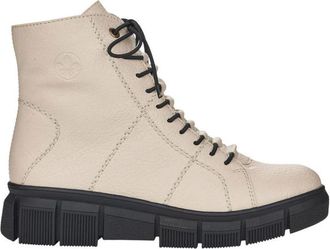Rieker Casual Booties - Dames - Veterlaarzen - Beige - 37 EU - Leer - Schoenen