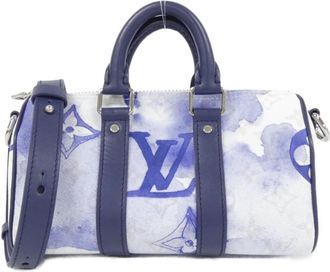 Louis Vuitton Blue Coated Canvas Boston Bag (Pre-Owned)