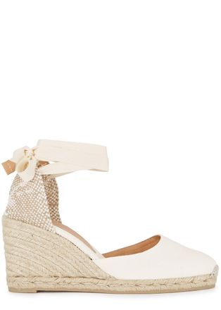 Castaner Carina 80 Canvas Wedge Espadrilles - White - 7
