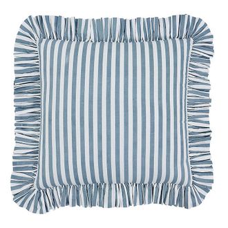 Ballard Designs Classic Stripe Ruffled Pillow Cover - Cornflower 20 x 20 - Ballard Designs