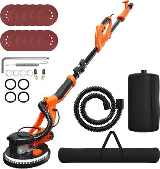 Costway Levigatrice Per Muro A Secco 750w, Levigatrice Elettrico Per Cartongesso Pieghevole Estensibile, Velocita Regolabile 800-1750rpm, Con Luci Led E 12 Di