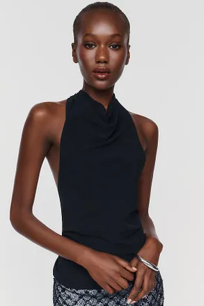 Esth&eacute; Open-Back Fringed Halter Top
