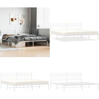vidaXL Giroletto con Testiera Metallo Bianco 200x200 cm - Letto con testiera - Letto in acciaio
