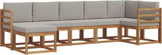vidaXL Conjunto De Sof&aacute;s De Exterior 7 Uds. Gris Natural Y Claro Vidaxl