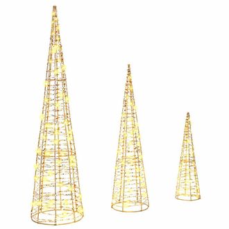 vidaXL &Aacute;rbol De Navidad Con 90 Led 3 Pcs C&aacute;lido 20 X 20 X 80 Cm Pet Vidaxl