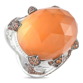 Stephen Webster 18K White Gold Diamond, Quartz, and Orange Sapphire Ring SW12-082125