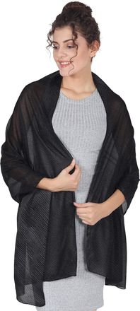 World of Shawls Wedding Wrap Stole Shawl Evening, Bridesmaid, Parties, Prom Scarf (Metallic Black)