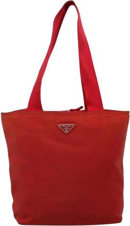 Prada Pre-owned Tote Bags, female, Red, Size: ONE SIZE Pre-owned Vintage Nylon Tote Bag