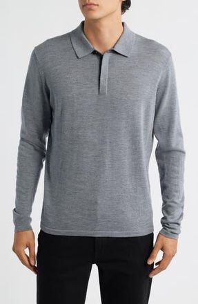 Robert Barakett Thomas Merino Wool Long Sleeve Polo in Light Grey at Nordstrom Rack, Size Xx-Large