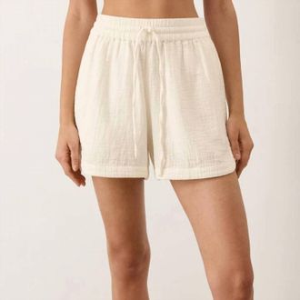 Pact Cotton Gauze Curved Hem Shorts In Cream