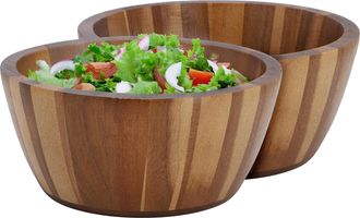MegaChef 2 Piece 8.5 Inch Acacia Wood Salad Bowl Set