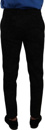 Dolce & Gabbana Mens Black Brocade Skinny Formal Trouser Dress Pants Polyester