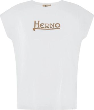 Herno Interlock Jersey T-shirt - Dames - T-shirts - Grijs - M - Katoen - Tops