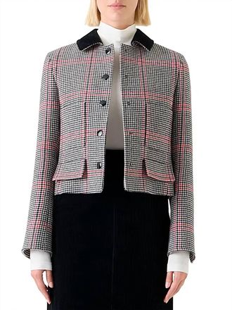 Akris Houndstooth Jacket In Blk/whit/red