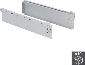 Emuca Lote De 10 Cajones De Cocina Ultrabox, Altura 118mm, Profundidad 350mm, Acero, Gris Metalizado