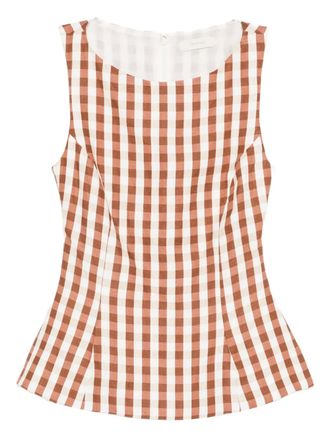 Faithfull The Brand Gingham peplum blouse - Brown