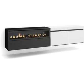 Skraut Home Skraut Home - Mueble Tv, Televisi&oacute;n, Muebles De Sal&oacute;n, Almacenaje, 200x45x35cm, Para Tv Hasta 80, Chimenea El&eacute;ctrica, Colgado, Suspendido, Estilo Mode