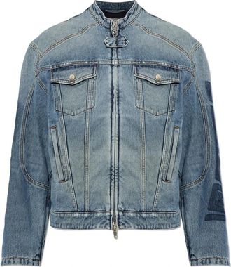 Balenciaga Squeeze Motorcycle Denim Jacket - Heren - Spijkerjassen - Blauw - M - Denim - Jassen