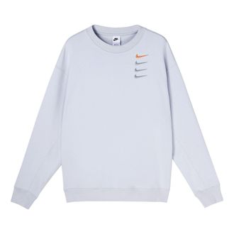 Nike Mens Nike French Terry Swoosh 4 Embroidered Round Neck Sports Pullover Autumn White Gold Color DB9408-043