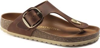 Birkenstock Gizeh 1018745 Thong Cognac Leather Big Buckle Sandal HAWK531