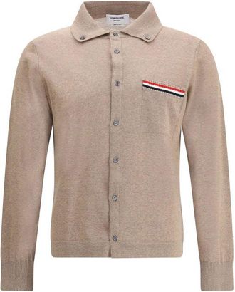 Thom Browne Beige Fleece Wool Mens Cardigan