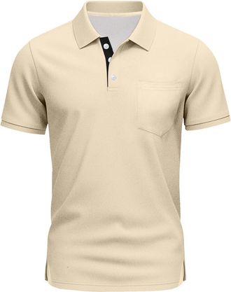 Generic Y2K Top, Mens Polo Shirts Short Sleeve Solid Lightweight Breathable Golf for Adult Tennis Collared T Shirt with Pocket Gym Men Muscle Fit T Shirts Whi
