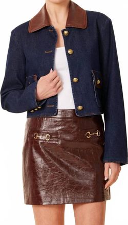 Dolce Cabo Vegan Leather Trim Jacket In Denim
