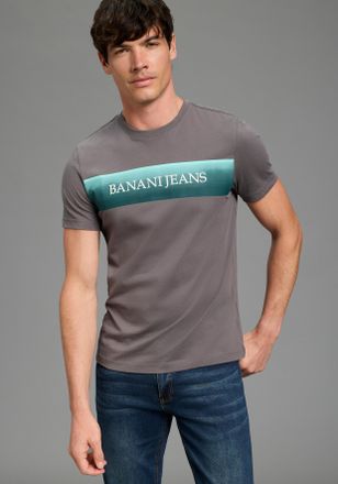 Bruno Banani T-Shirt BRUNO BANANI, Herren, Gr. 4XL (68/70), anthrazit, Single Jersey, Obermaterial: 100% Baumwolle, bedruckt, unifarben, Rundhals, Shirts T-Shirt, 
