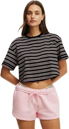 Cotton On Womens Active Cropped Graphic Active Tee in Black Stripe at Nordstrom, Size X-Small