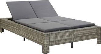vidaXL Vidaxl - Tumbona Para 2 Personas Con Coj&iacute;n Rat&aacute;n Sint&eacute;tico Gris