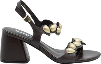 Jeannot 624 Sandaal - Dames - Sandalen met hakken - Bruin - 38 EU - Leer - Schoenen
