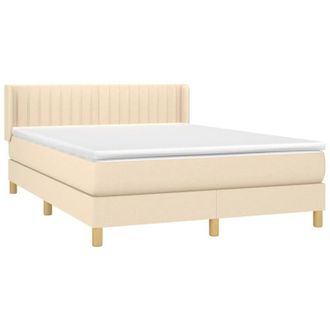 vidaXL Cama Box Spring Con Colch&oacute;n Tela Color Crema 140x200 Cm Vidaxl