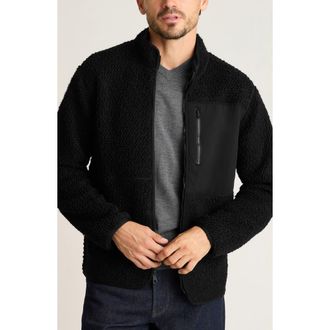 Bonobos High Pile Wool Blend Fleece Zip Jacket in Jet Black at Nordstrom, Size Xx-Large