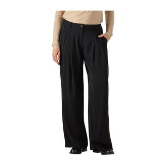 Summum Broeken, Dames, Zwart, M, Polyester, Broeken Wide Fluid