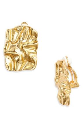 Karine Sultan Crumpled Foil Clip-On Earrings in Gold at Nordstrom