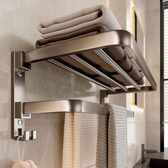 OEM Toallero De Ba&ntilde;o, De Pared, Con Fijaci&oacute;n Mediante Taladro O Autoadhesivo, Plegable, De Aluminio Resistente A La Corrosi&oacute;n, Para Ba&ntilde;o, Color Gris