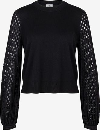 Akris Feiner Wollpullover mit plissierten Puffärmeln mit Tupfen