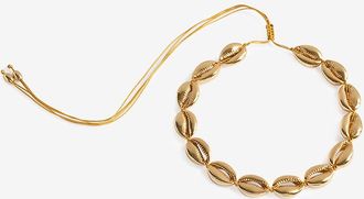 Tohum Design Goldene Kordelhalskette Large Puka Shell
