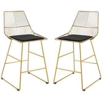 HOMCOM Modern Counter Height Bar Stools Set of 2 pcs Wire Metal Barstools | TJ Hughes
