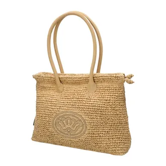 Fred De La Bretoniere Tassen, Dames, Beige, ONE Size, Frida Handtas Raffia