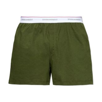 Dsquared2 Bottoms, male, Green, Size: XL Cotton Boxer Briefs with Logo