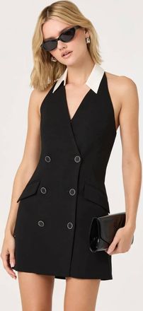 Astr Perah Halter Tuxedo Mini Dress In Black