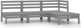 vidaXL Conjunto De Muebles De Jard&iacute;n 4 Piezas Madera Maciza Pino Gris Vidaxl